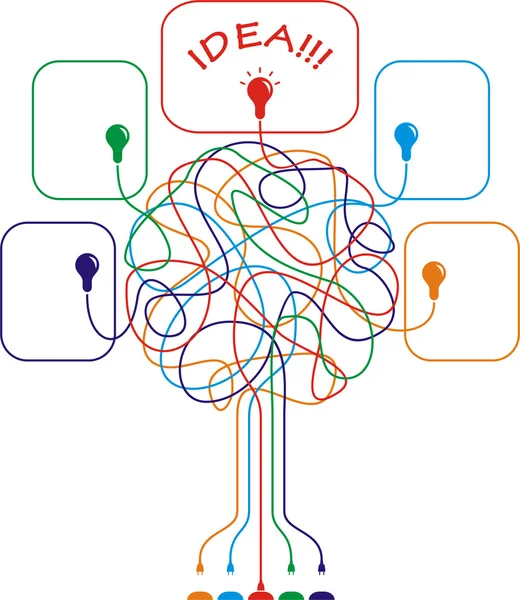 Concepto de árbol colorido con bulbos — Vector de stock