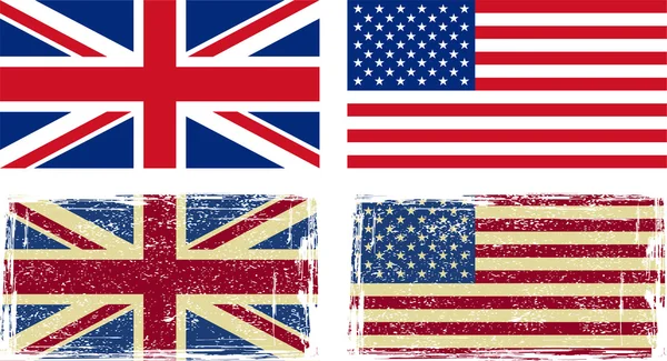 Britse en Amerikaanse vlaggen — Stockvector