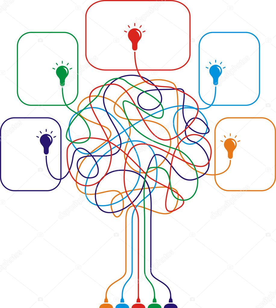 Concept of colorful tree with bulbs