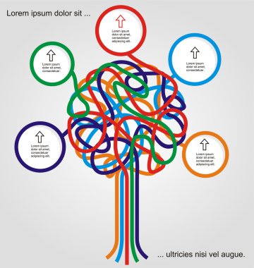 Concept of colorful tree for different business design. clipart