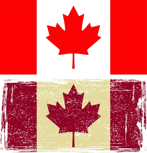 Canadian flags. Grunge effect can be cleaned easily. — Stock Vector