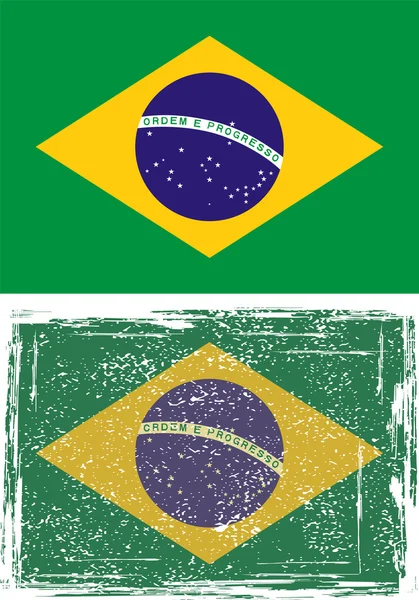 Brasilianische Grunge-Flagge. Grunge-Effekt lässt sich reinigen — Stockvektor