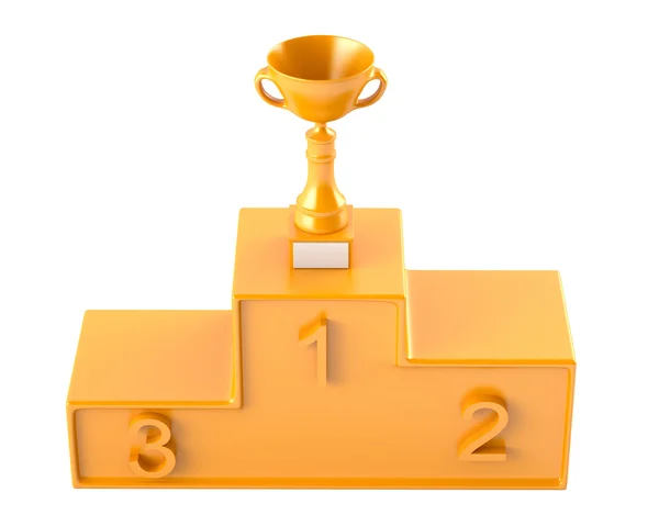 Cup on golden podium — Stock Photo, Image