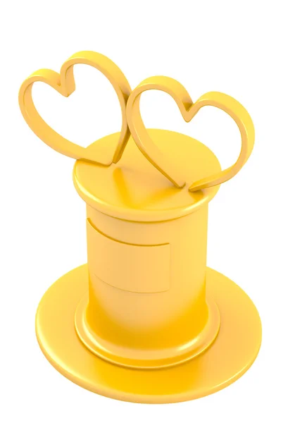 Dois corações abstratos no pedestal dourado — Fotografia de Stock