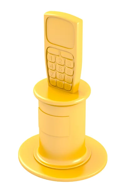 Téléphone portable sur socle doré — Photo