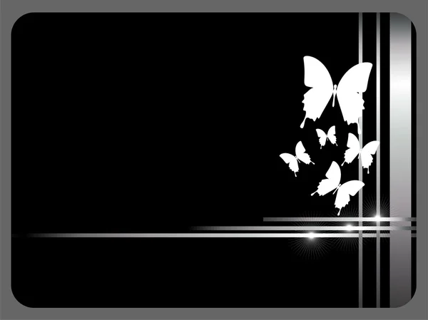 Schwarze Karte mit Schmetterlingen — Stockfoto
