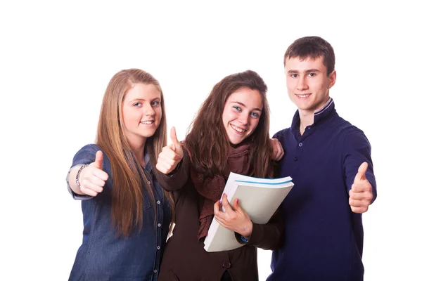 Tonåriga elever med tummen upp — Stockfoto