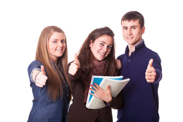 Dospívající studenty s palec nahoru — Stock fotografie