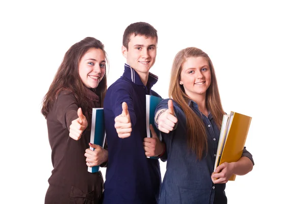 Teenage Students with Thumbs Up — Stock Photo, Image