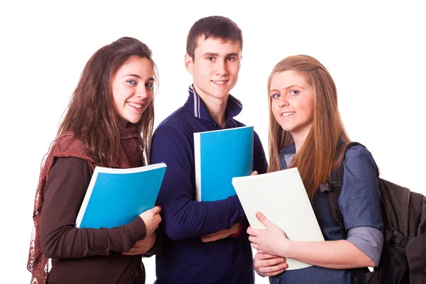 Szczęśliwy nastoletnimi studentami na biały — Zdjęcie stockowe
