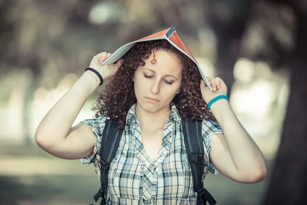 Sad Female Student at Park — Φωτογραφία Αρχείου