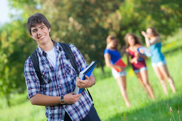 Young Boy Student with Friends at Park — Stock Photo, Image