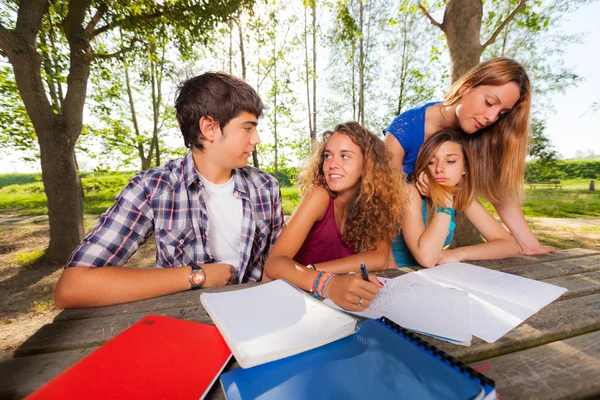 Группа студентов-подростков в парке — стоковое фото