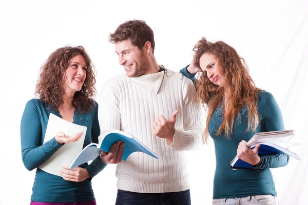 Happy Group of Students on White — Stock Photo, Image