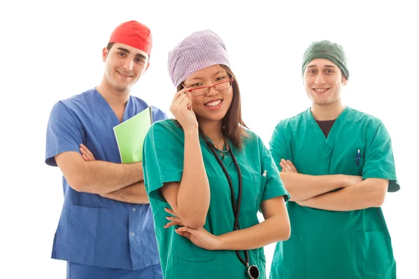 Multicultural Group of Doctors on White — Stock Photo, Image