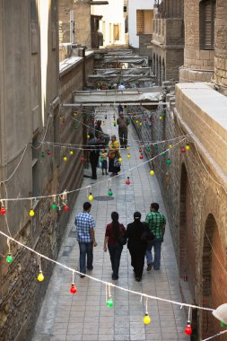 A narrow ancient street of Cairo clipart