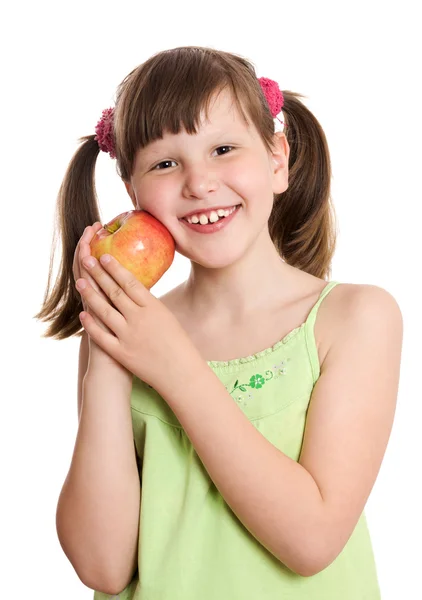 Ragazza che tiene mela — Foto Stock