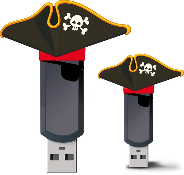 Pirata USB flash drive — Vetor de Stock