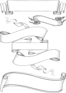 Ribbon banners engravin style. clipart