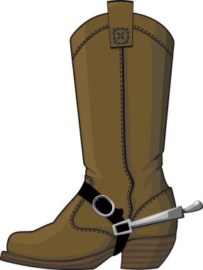 The old cowboy boots with spurs, isolated on white clipart