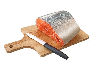 Salmon on a cutting board clipart