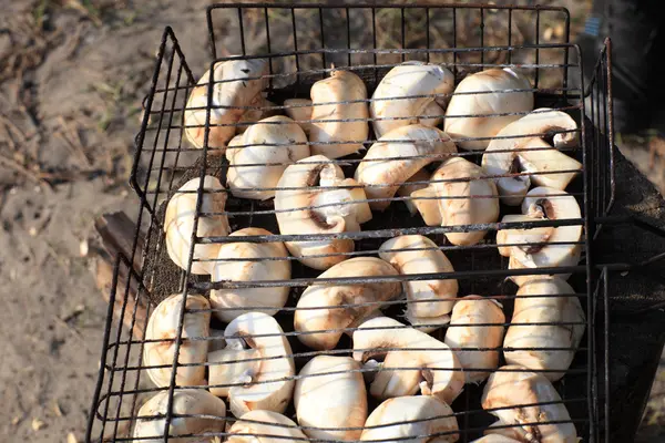 Pezzo di champignons sulla griglia — Foto Stock