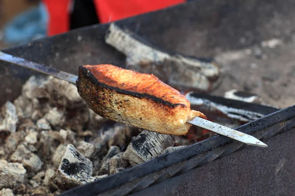 Somon ızgara biftek — Stok fotoğraf