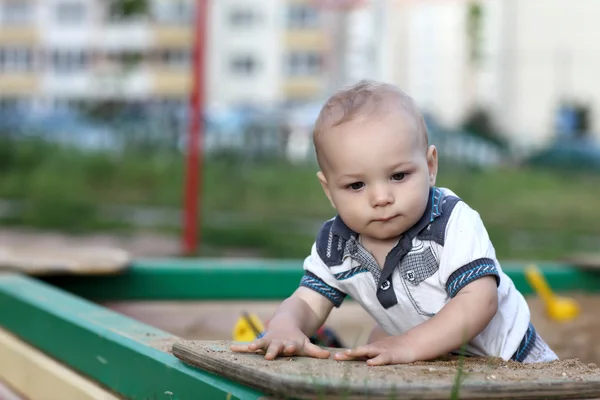 Portrait of child in sandbox — Stock Photo, Image