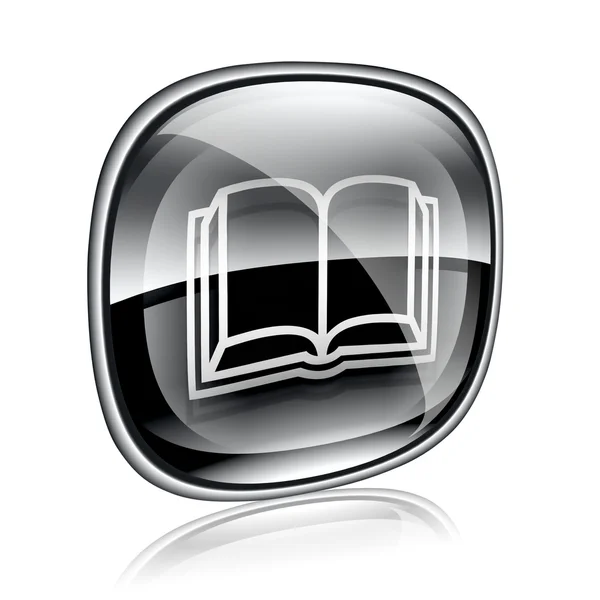 Buch-Symbol schwarzes Glas, isoliert auf weißem Hintergrund. — Stockfoto