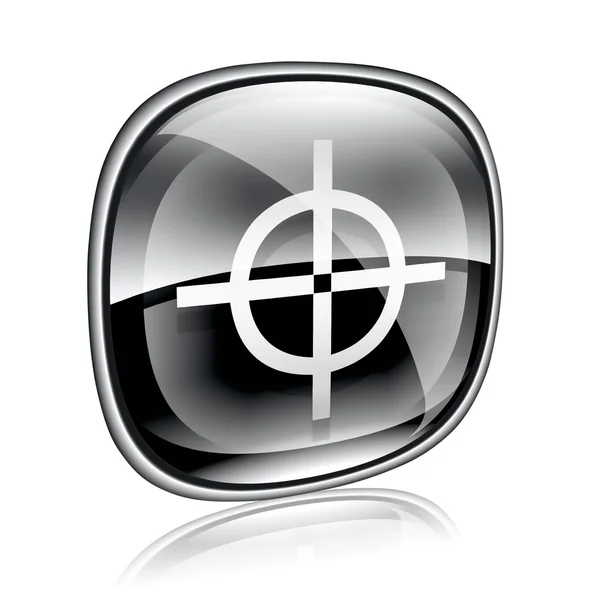 Target icon black glass, isolated on white background. — Stock Photo, Image