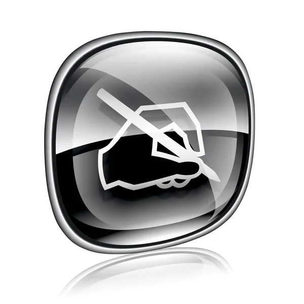 E-mail ikona czarne szkło, na białym tle. — Zdjęcie stockowe