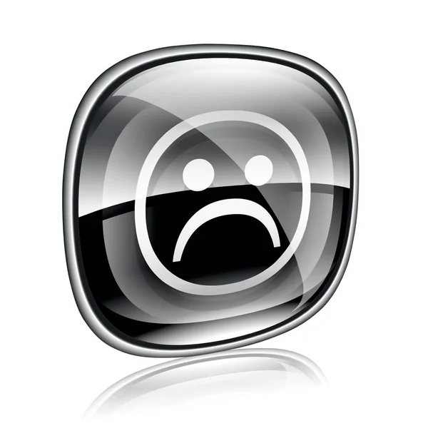Smiley dissatisfied black glass, isolated on white background. — Stock Photo, Image