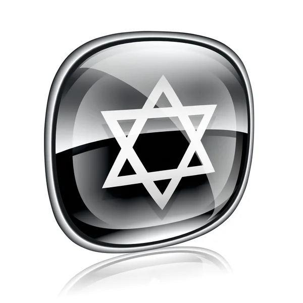 David star icon black glass, isolated on white background. — Stock Photo, Image