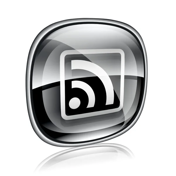 Wi-fi icon schwarzes Glas, isoliert auf weißem Hintergrund — Stockfoto