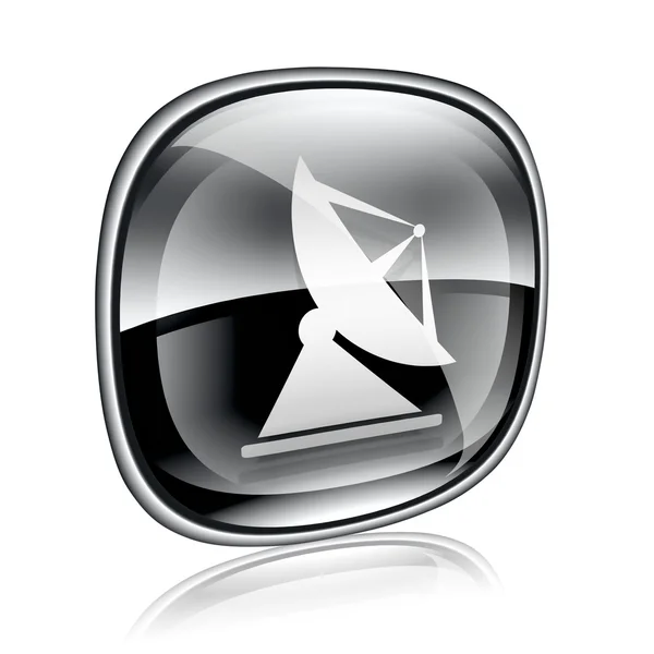 Antenna icon black glass, isolated on white background — Stock Photo, Image