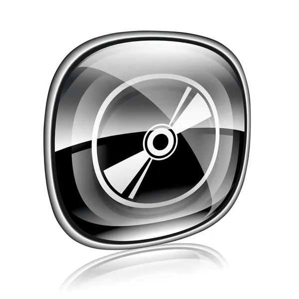 Icono de disco láser de vidrio negro, aislado sobre fondo blanco —  Fotos de Stock