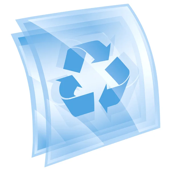 Recycling symbool pictogram blauwe vierkant, geïsoleerd op witte achtergrond. — Stockfoto