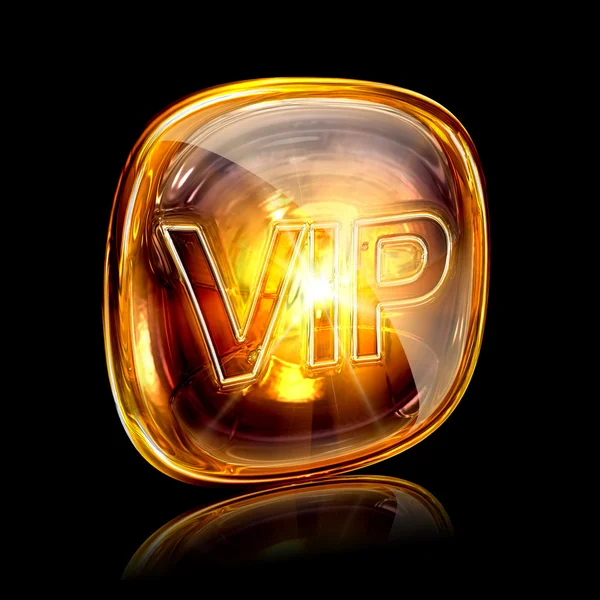 VIP ikona bursztynu, na białym tle na czarnym tle — Zdjęcie stockowe