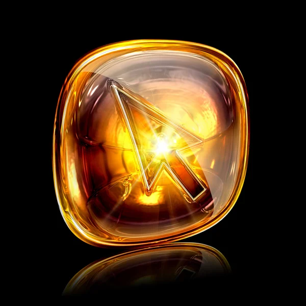 Cursor icon amber, isolated on black background — Stock Photo, Image