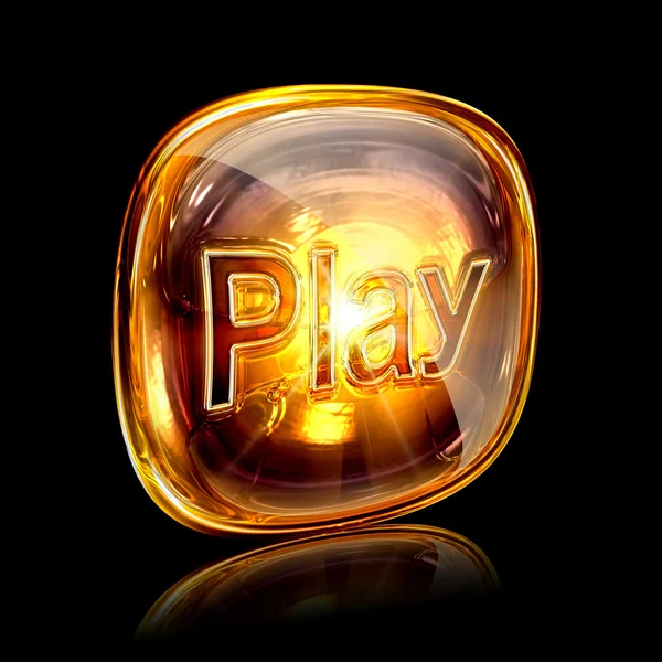 Play ikon sárga, elszigetelt fekete háttér — Stock Fotó