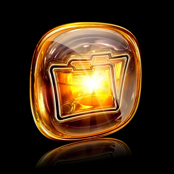 Cartella icona ambra, isolato su sfondo nero — Foto Stock