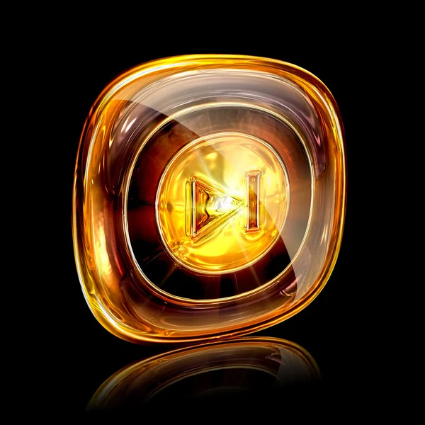 Rewind Forward icon amber, изолированный на чёрном фоне — стоковое фото