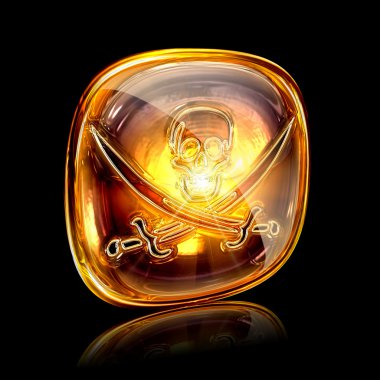 Pirate icon golden, isolated on black background clipart