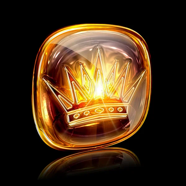 Crown icon ambe, isolated on black background — Stock Photo, Image