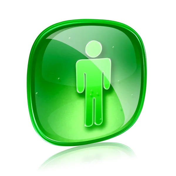 Mannen pictogram groen glas, geïsoleerd op witte achtergrond. — Stockfoto
