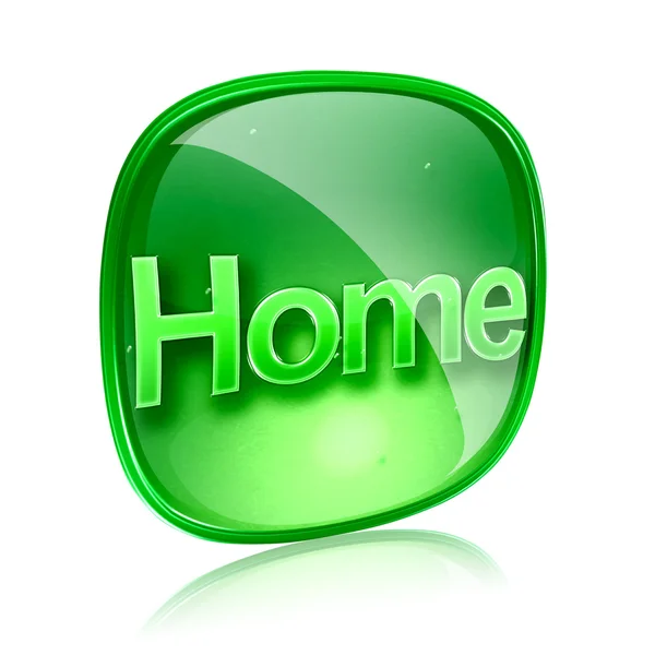 Home-Symbol grünes Glas, isoliert auf weißem Hintergrund — Stockfoto