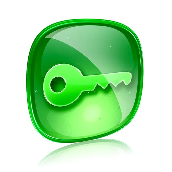 Піктограма ключа зелене скло, ізольовано на білому тлі — стокове фото