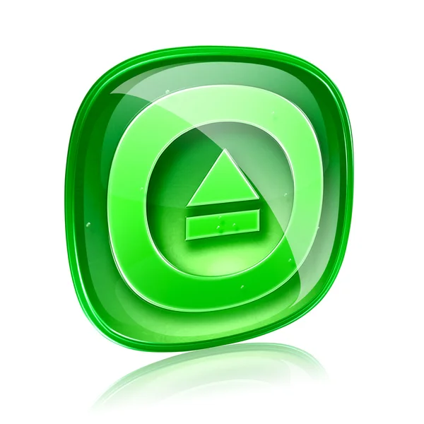 Ejetar ícone de vidro verde, isolado no fundo branco . — Fotografia de Stock