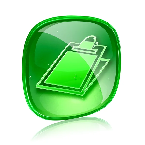 Tabulky ikonu zelené sklo, izolovaných na bílém pozadí. — Stock fotografie