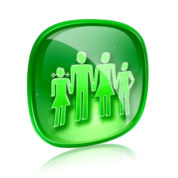 Rodinné ikonu zelené sklo, izolovaných na bílém pozadí. — Stock fotografie